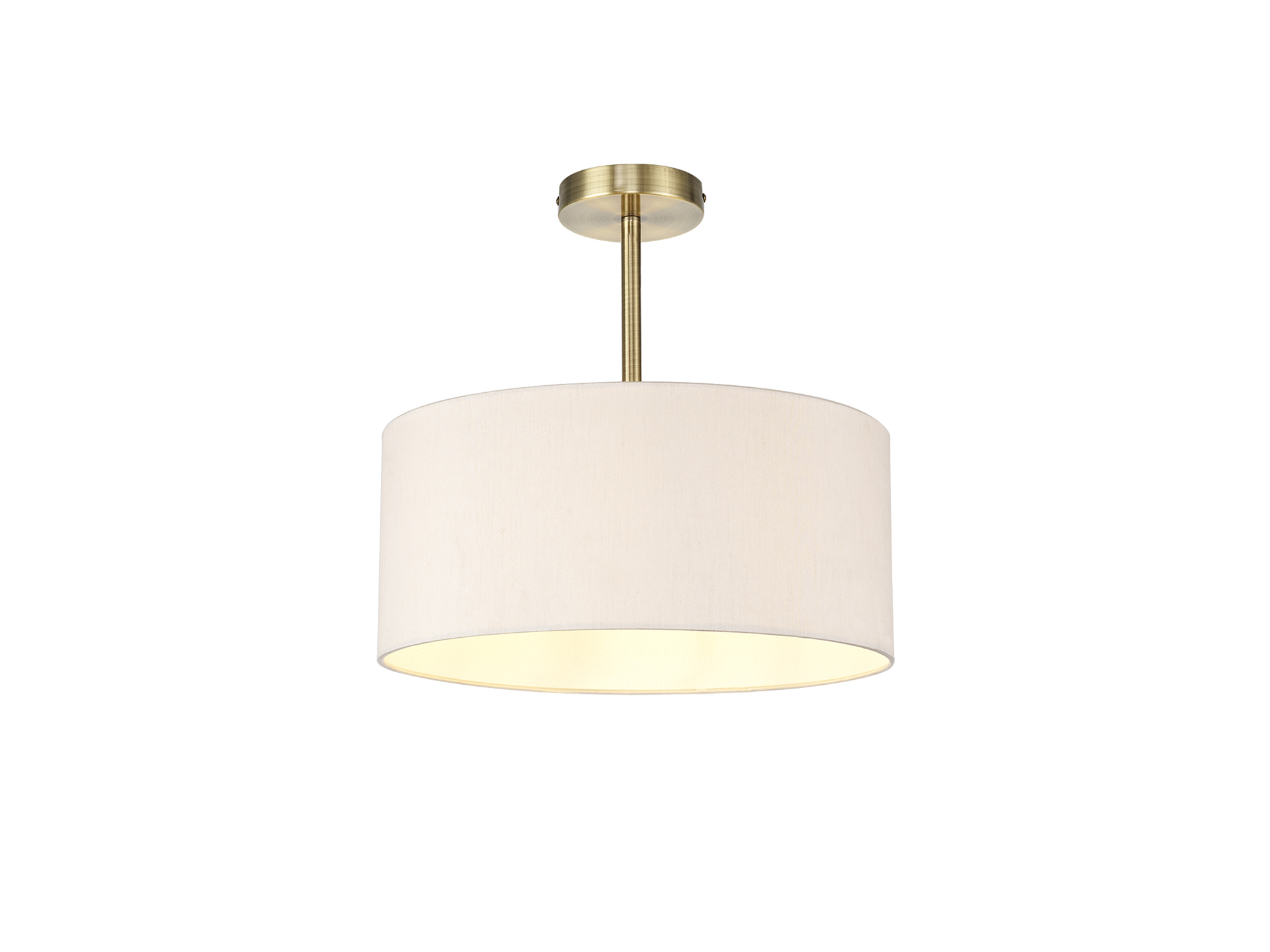 DK0168  Baymont 40cm Semi Flush 1 Light Antique Brass, Nude Beige/Moonlight